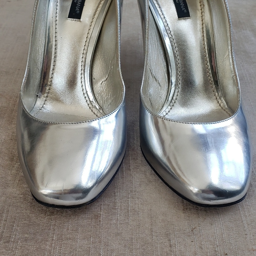 Dolce Gabbana silver metallic shoes